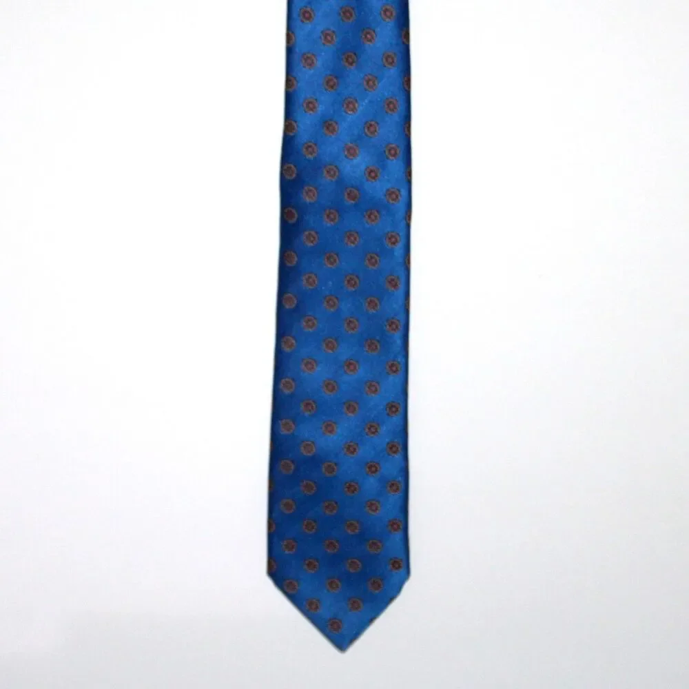 Geoff Nicholson Necktie blue gold 100% silk Italy